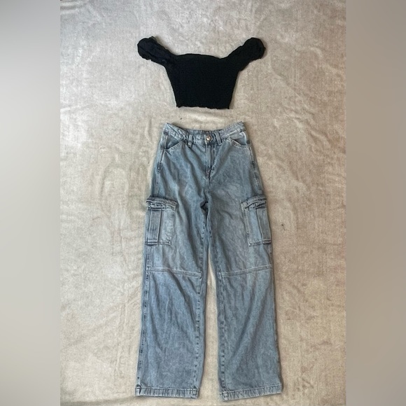 SUMMER, shoulders out black soft crop top - Picture 4 of 4